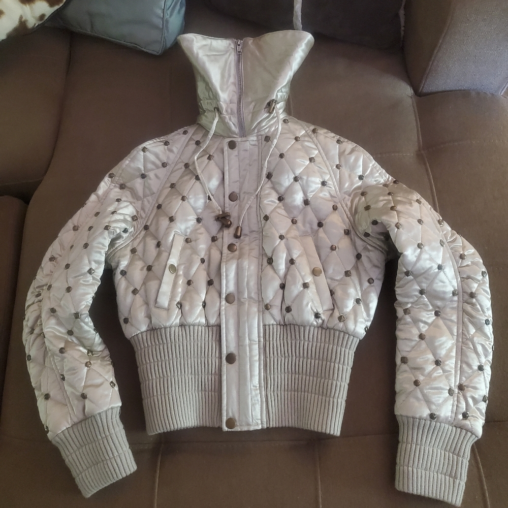 💯Catherine Malandrino Studded Bomber Jacket - Picture 4 of 16